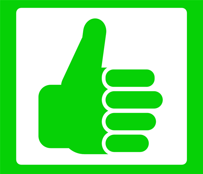 A green thumbs-up symbol